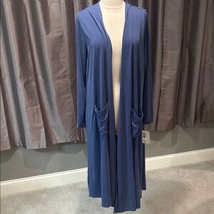 Blue Long Open Cardigan with Pockets - LuLaRoe Sarah size Large